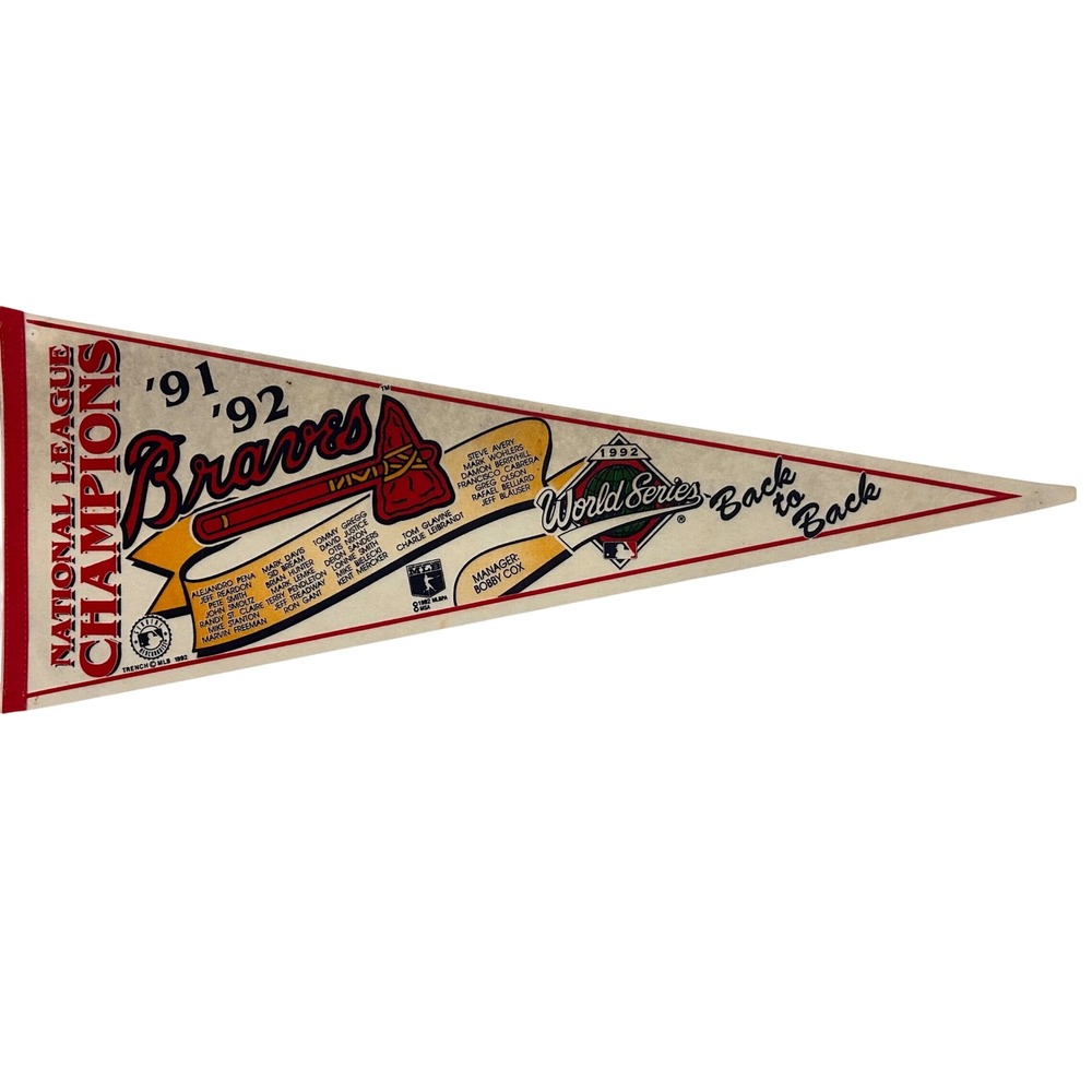 Vintage 1992 Atlanta Braves NL Champions Back to Back World Series Pennant MLB